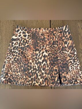 Maeve Leopard Print Mini Skirt - Brown & Black